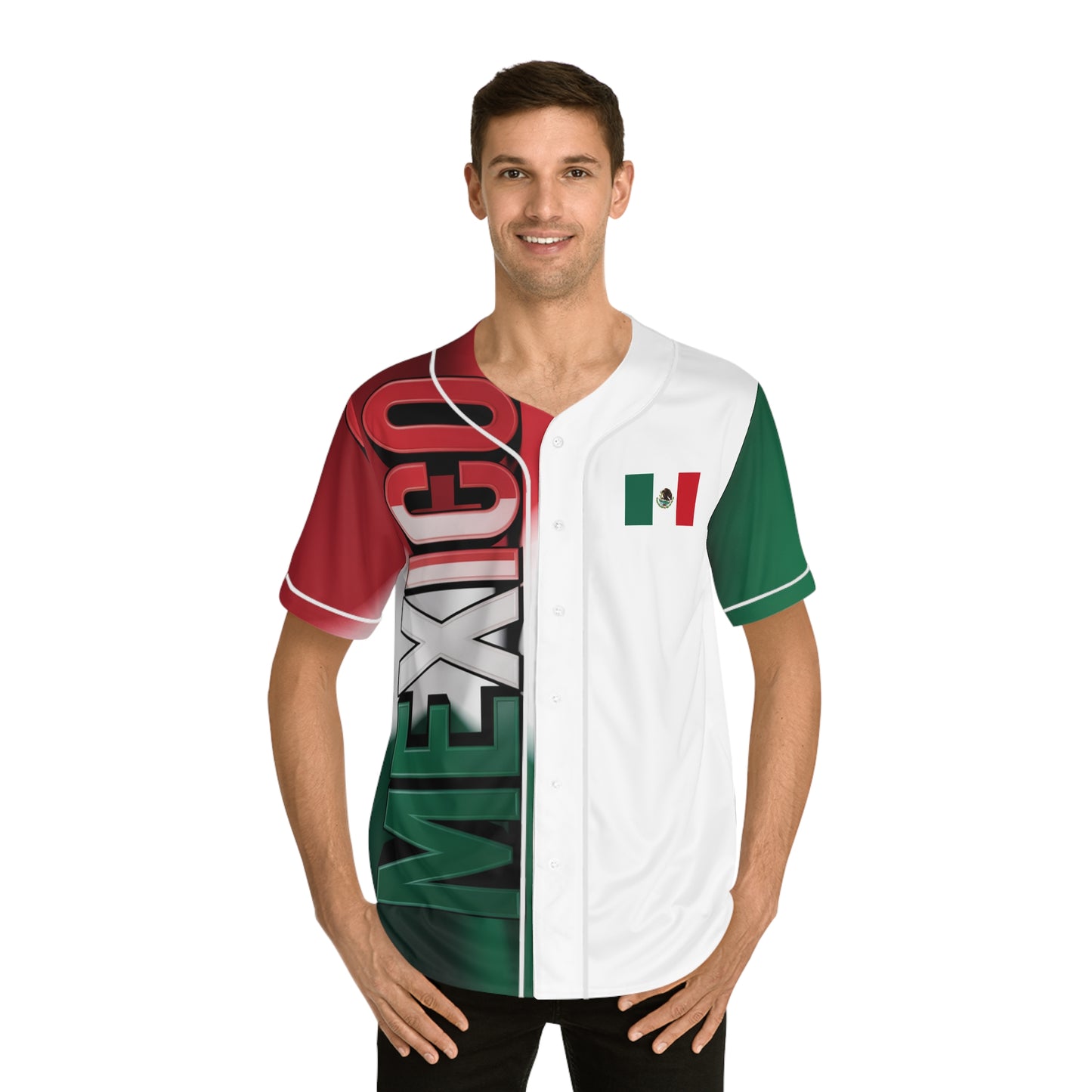 Simplisitee - Mexico Pride Men's Baseball Jersey, AOP Tee, Sportswear, Mexican Heritage Apparel, Game Day Outfit, Fiesta Clothing