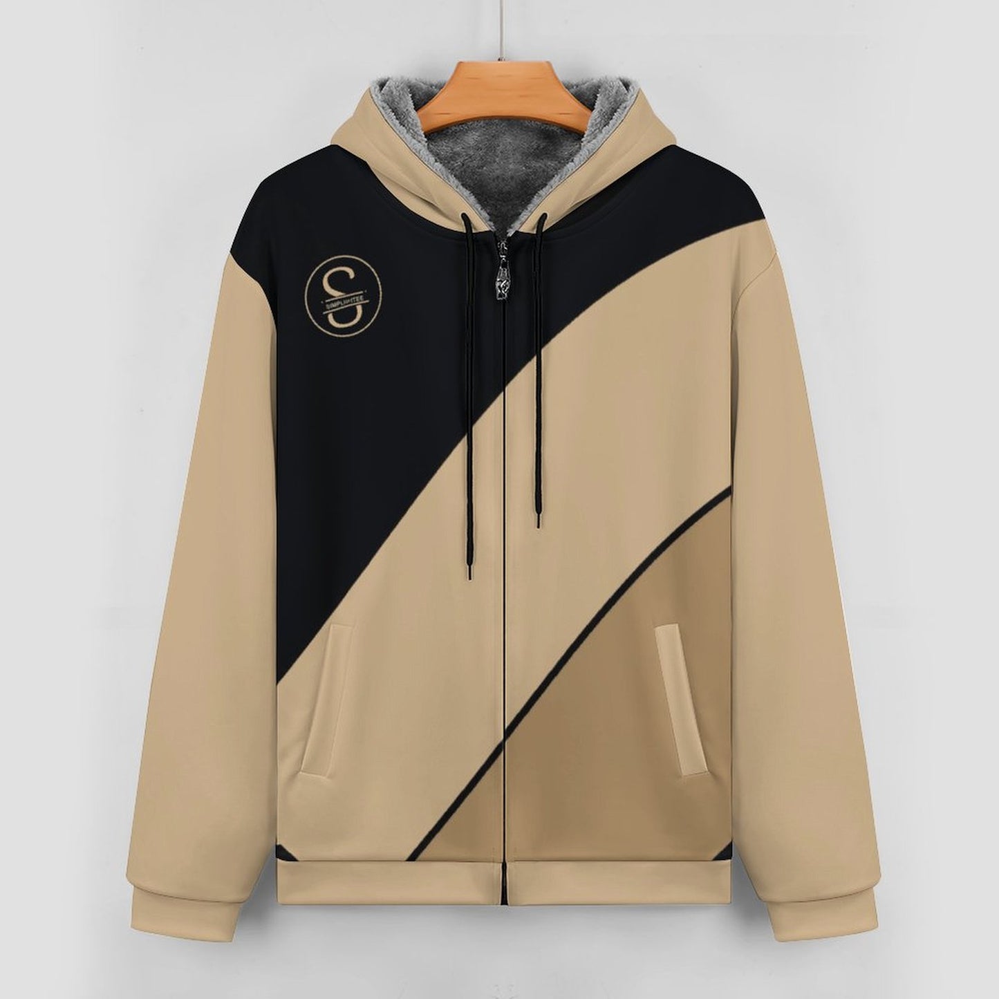 Double layer zippered shirt Men's Double Layer Fleece Zippered Hoodie