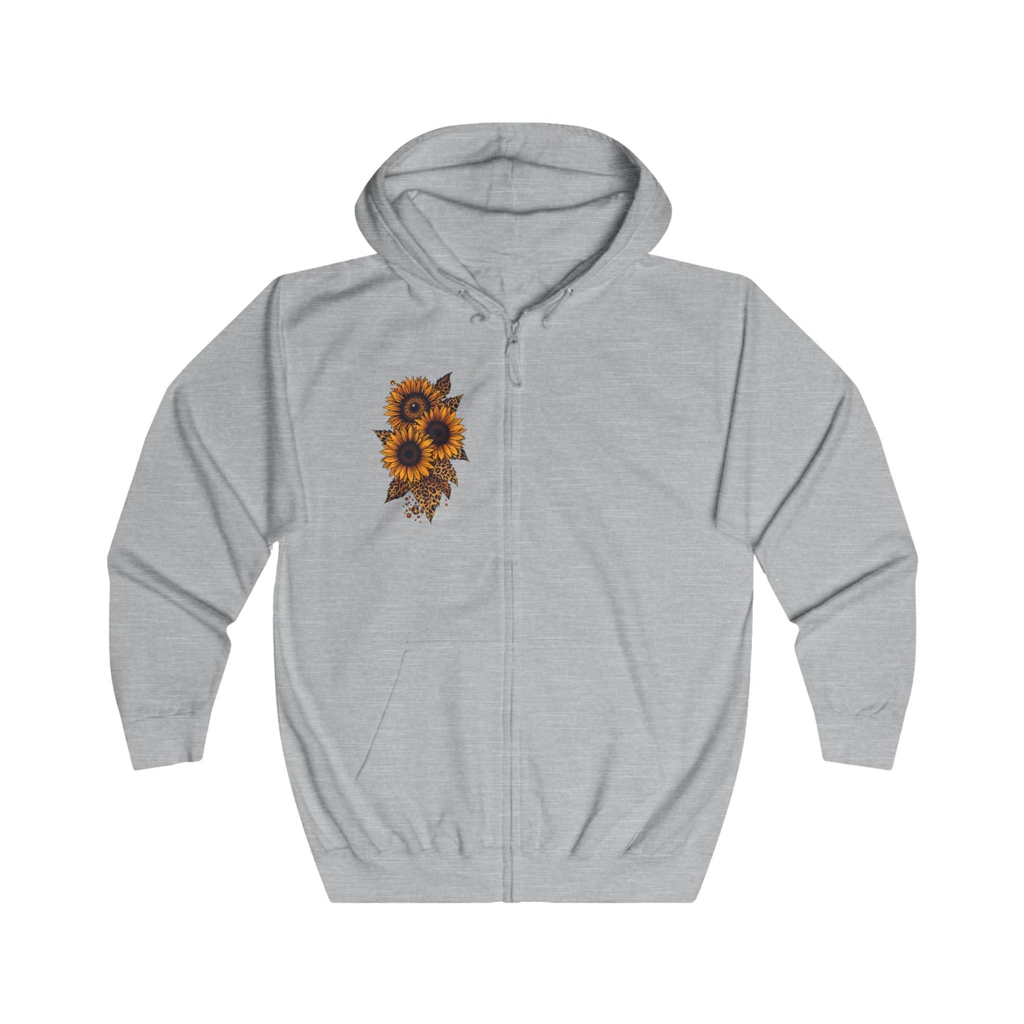 Sunflower Print Unisex Full Zip Hoodie, Cozy Jacket, Gift for Nature Lovers, Fall Apparel, Casual Outfit