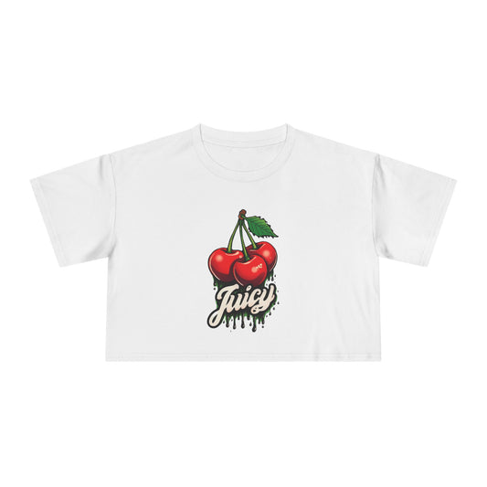 Juicy Cherry Women's Crop Tee | Trendy Streetwear, Fashion Top, Weekend Vibe