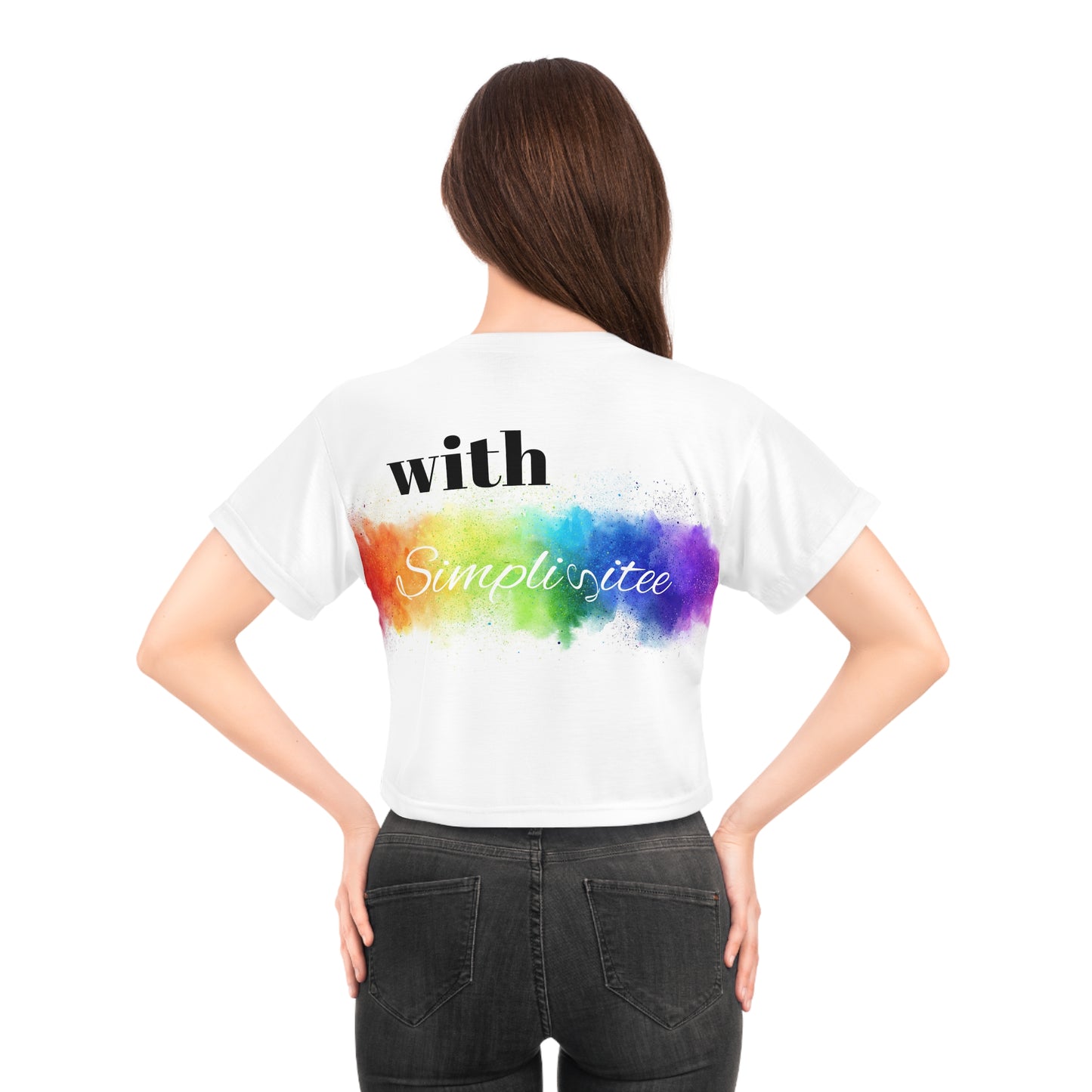 Simplisitee - Be Unique Crop Tee - Colorful Rainbow AOP Top, LGBTQ+ Pride Shirt, Festival Fashion, Summer Vibes, Gift for Her
