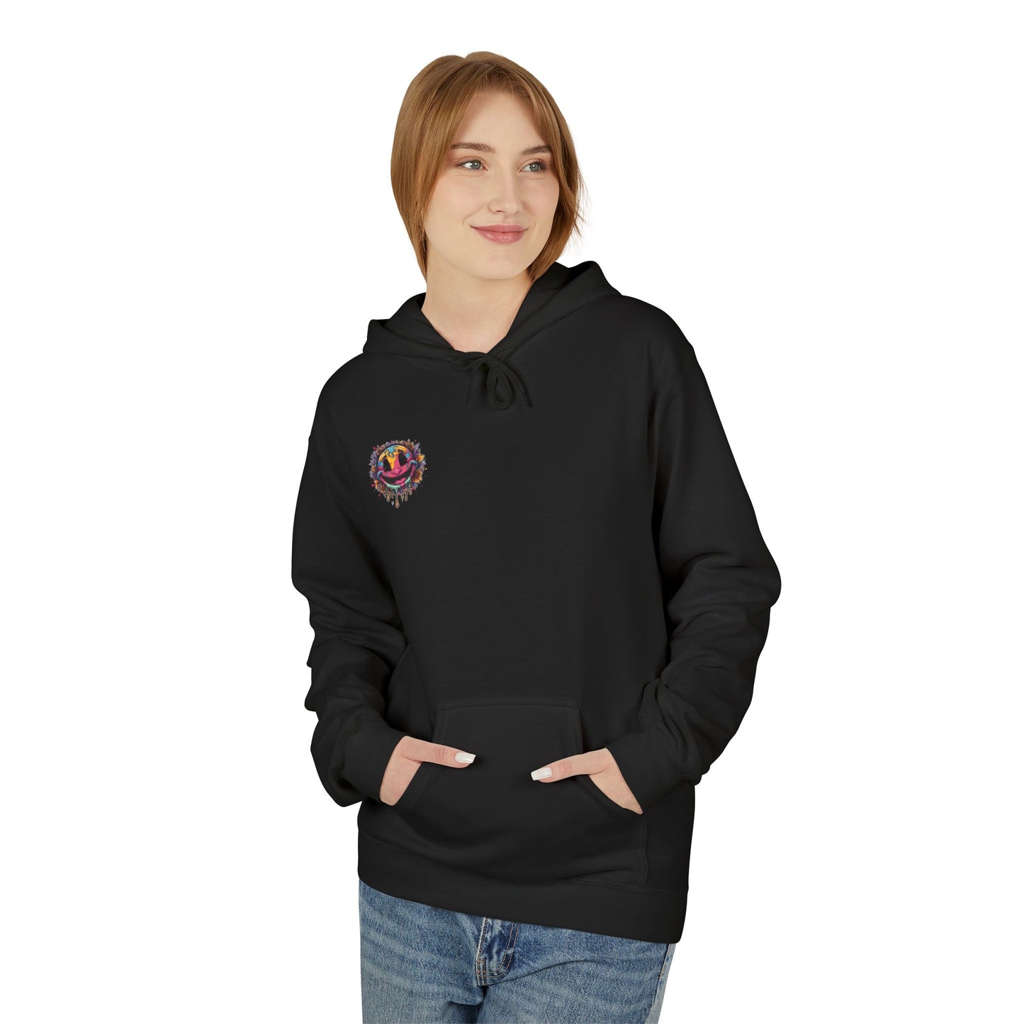 I Vibe Differently Hoodie — Colorful Psychedelic Smiley Graphic Pullover
