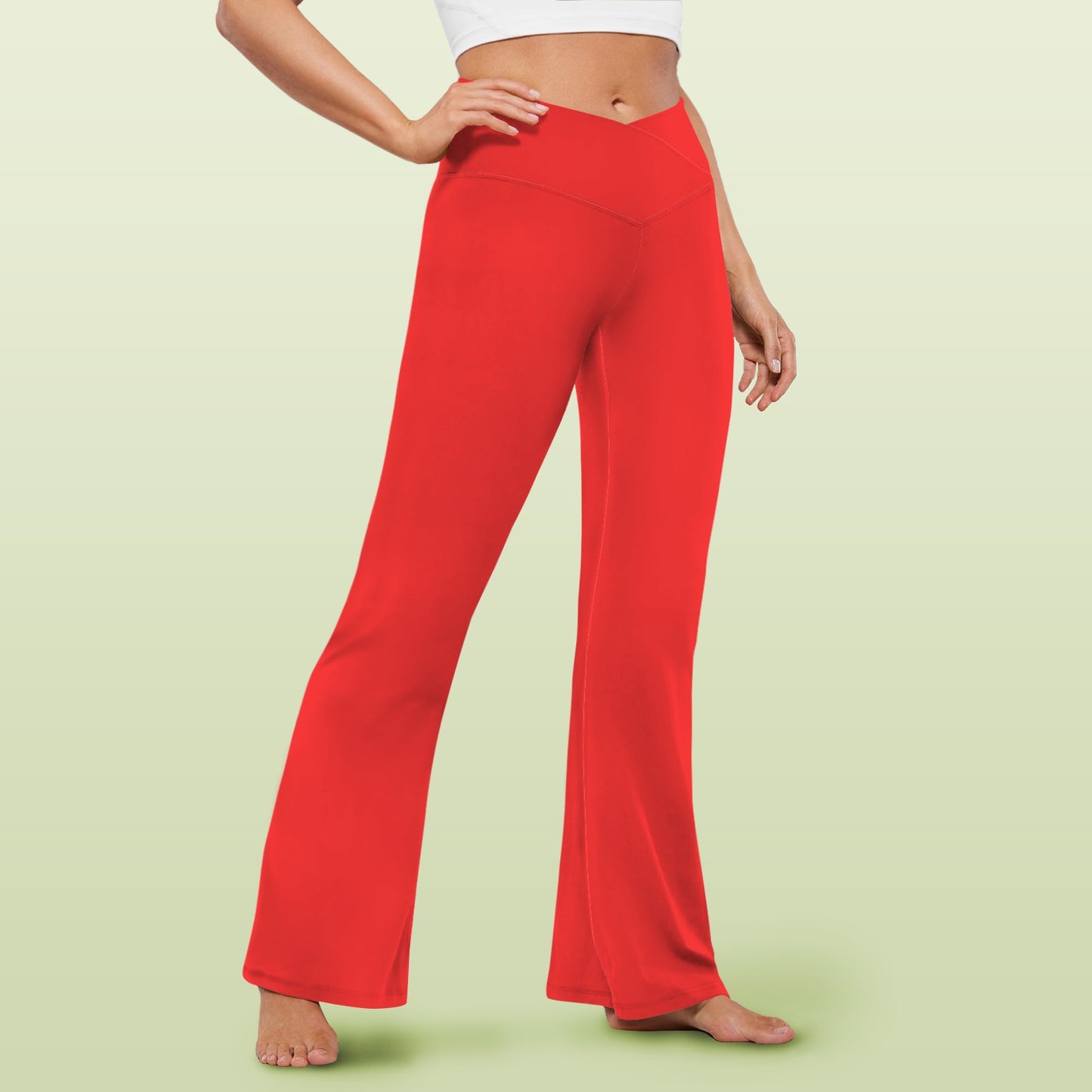 red cross leggings High Waist Crossover Tummy Control Flare Leggings