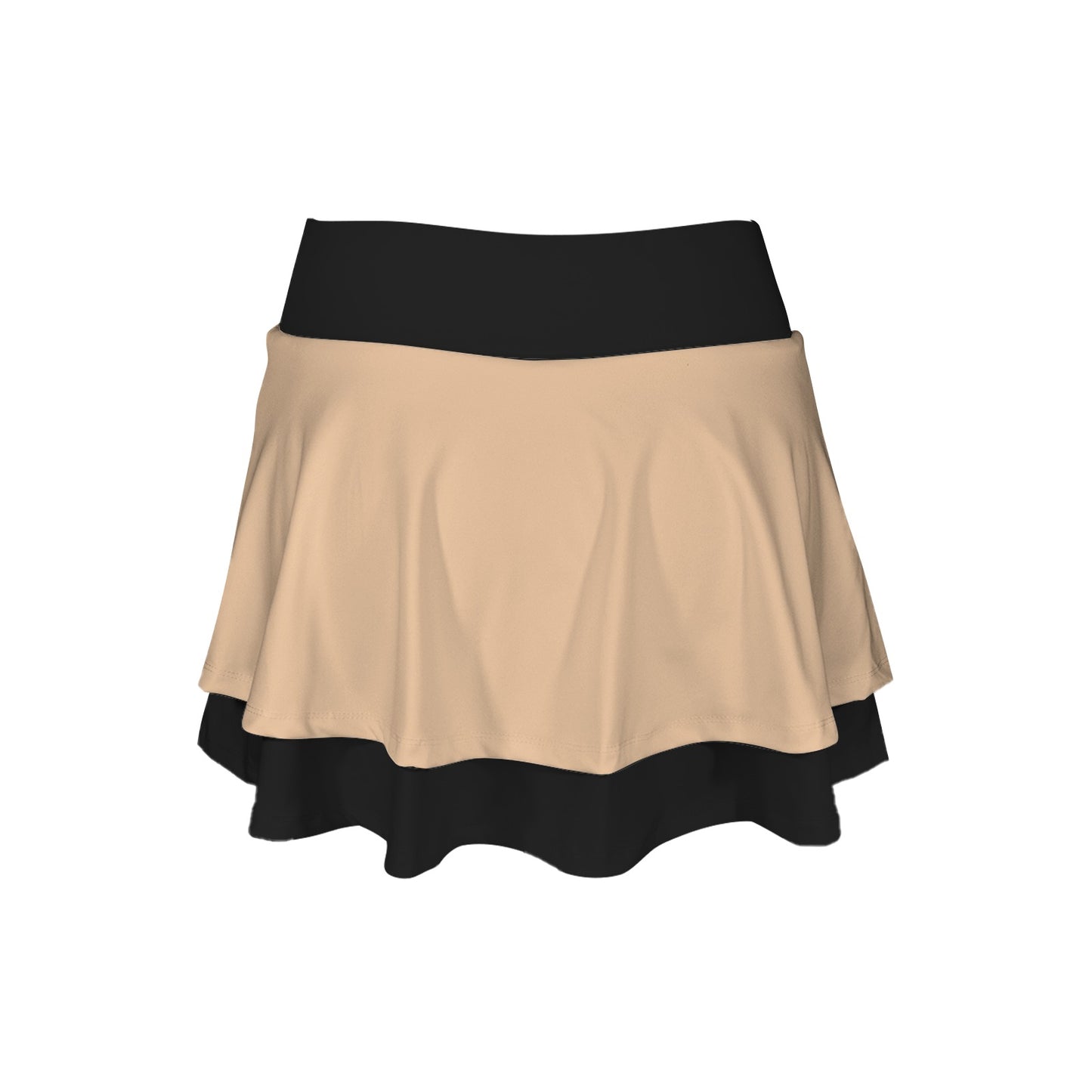 nude /black ruffle skirt High Waist Layered Ruffle Pockets Sports Skirt