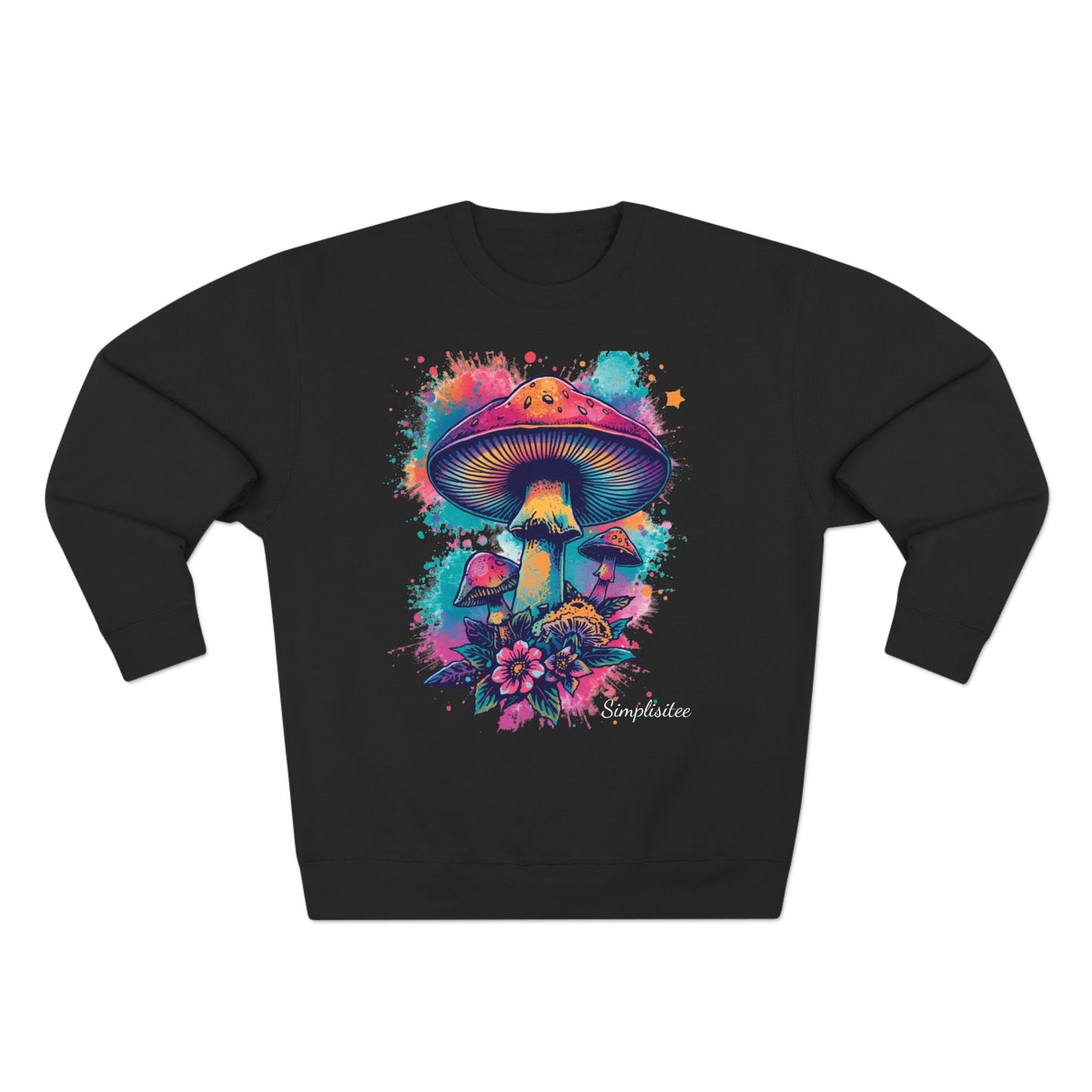Vibrant Mushroom Sweatshirt, Colorful Crewneck