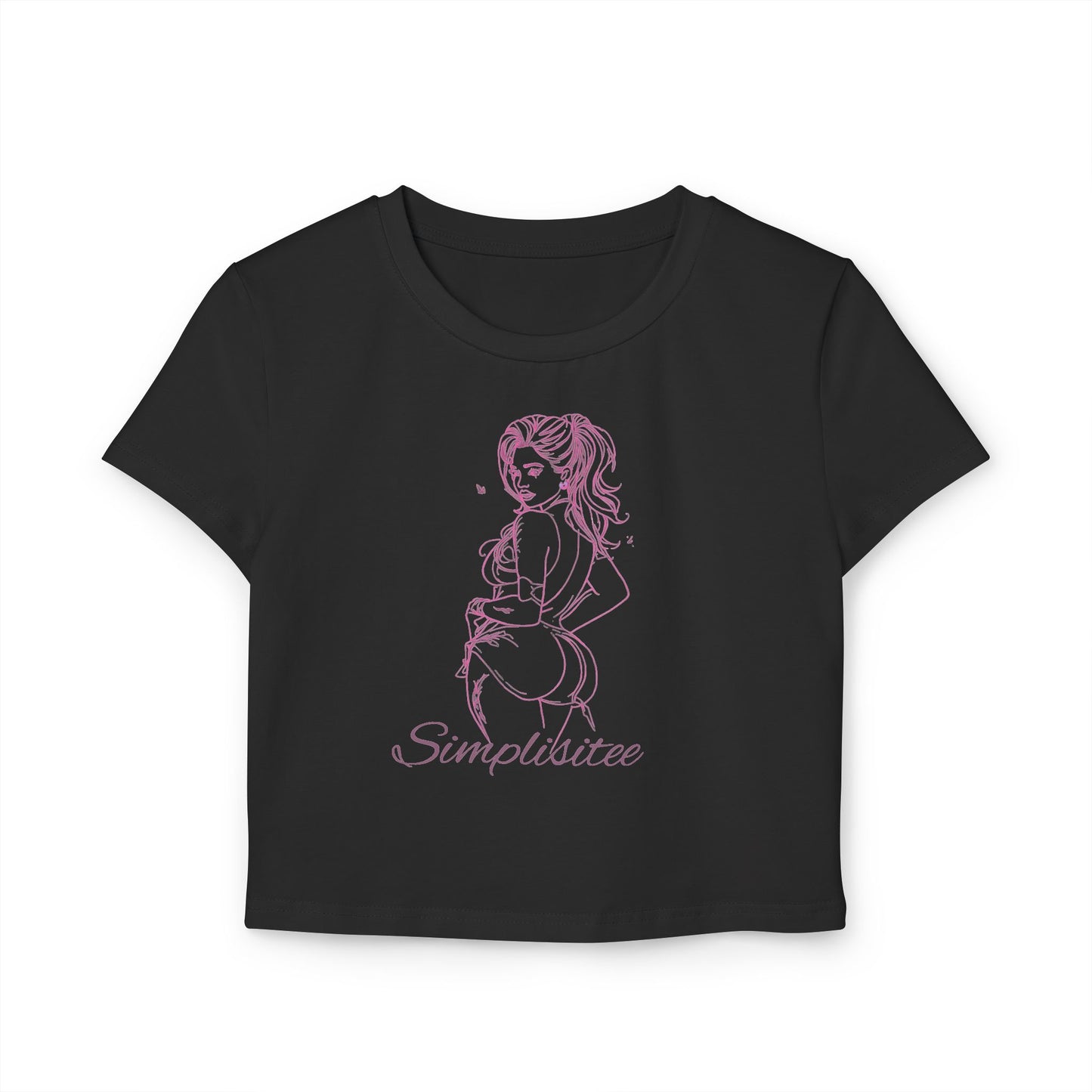 Chic Women's Baby Tee with Playful Graphic, Casual Wear,