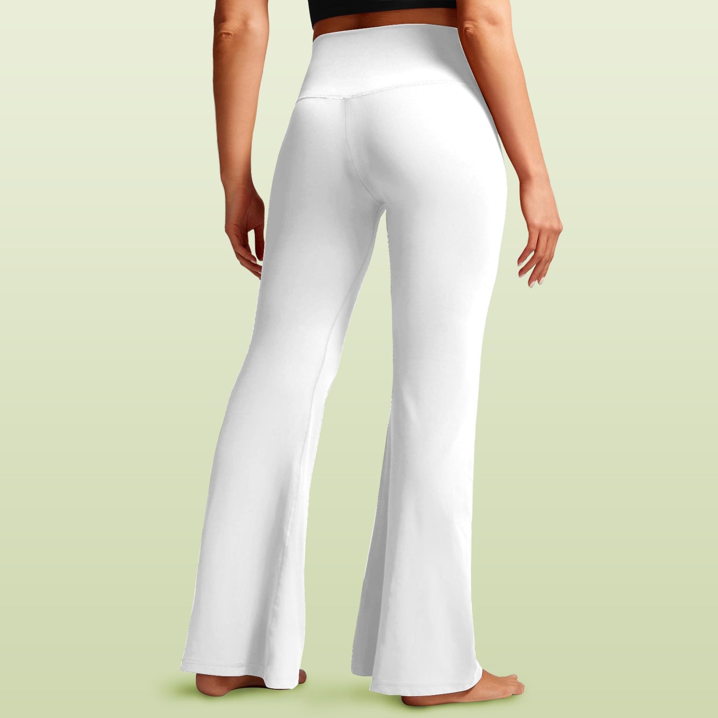 white cross leggings High Waist Crossover Tummy Control Flare Leggings