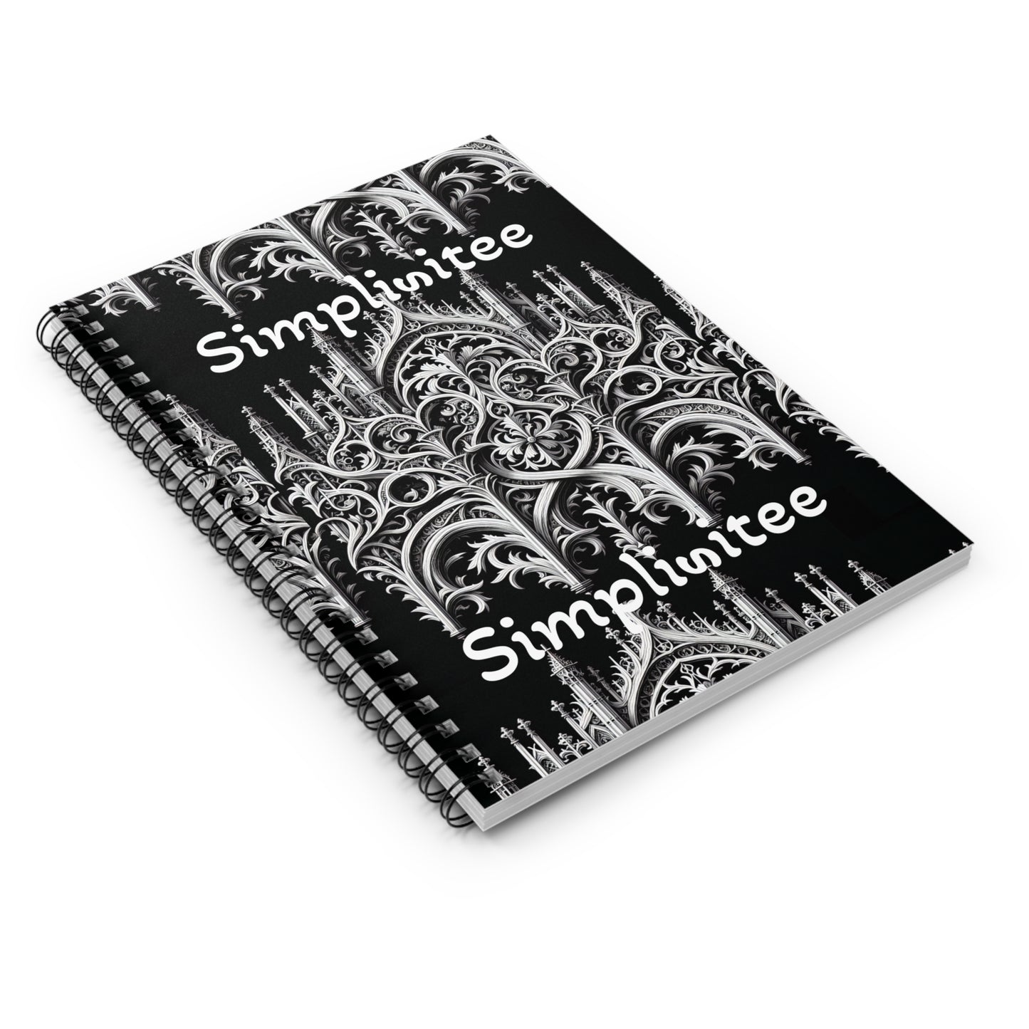 Simplisitee - Elegant Gothic Spiral Notebook - Ruled Line for Art Lovers