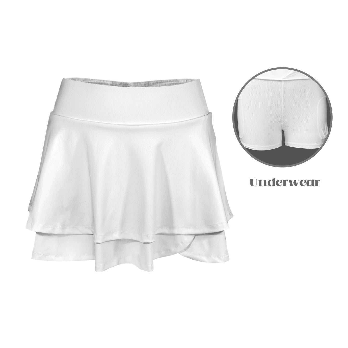 white ruffle skirt High Waist Layered Ruffle Pockets Sports Skirt