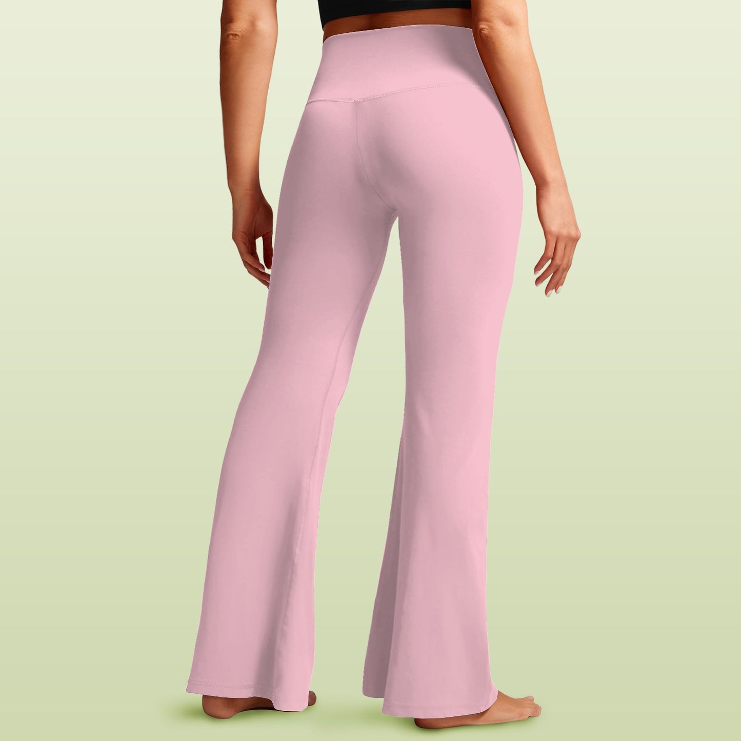 pink  248081404.jpg High Waist Crossover Tummy Control Flare Leggings