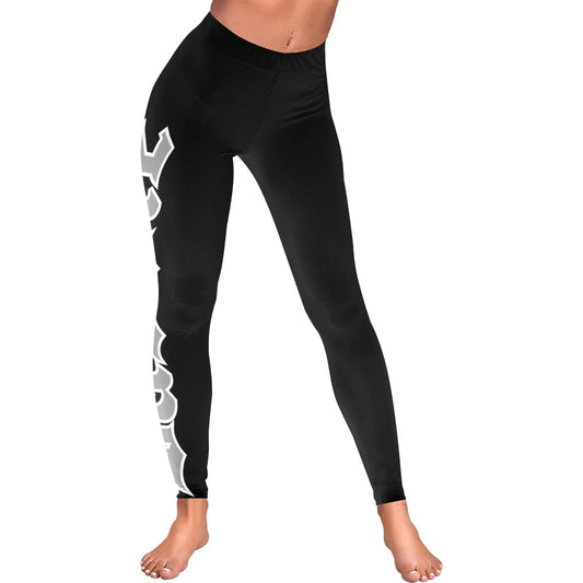 grey word simplisitee with silhouette of sexy women highlights of neon png Women's Low Rise Leggings (Invisible Stitch) (Model L05)