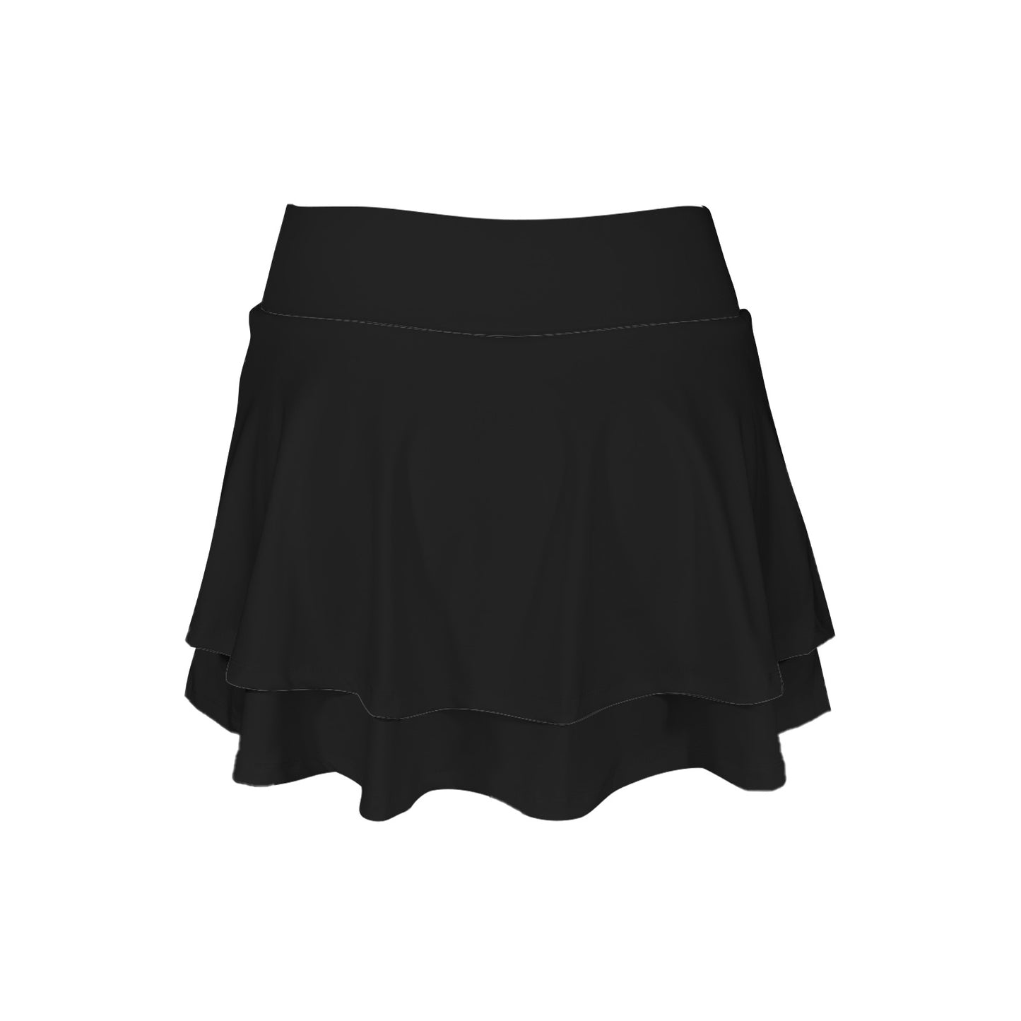 black ruffle skirt High Waist Layered Ruffle Pockets Sports Skirt