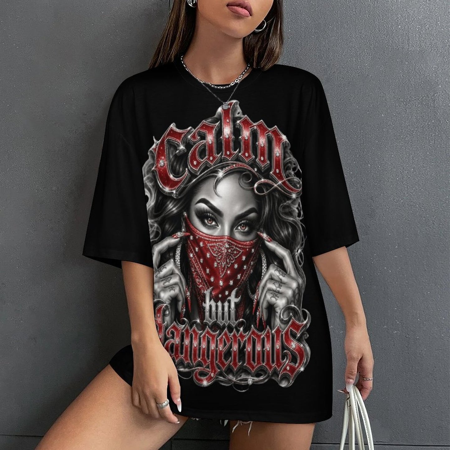 calm but dangerous t shirt Women's Drop-Shoulder Mid-Sleeve T-Shirt