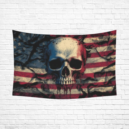 skull american flag tapestry Polyester Peach Skin Wall Tapestry 90"x 60"