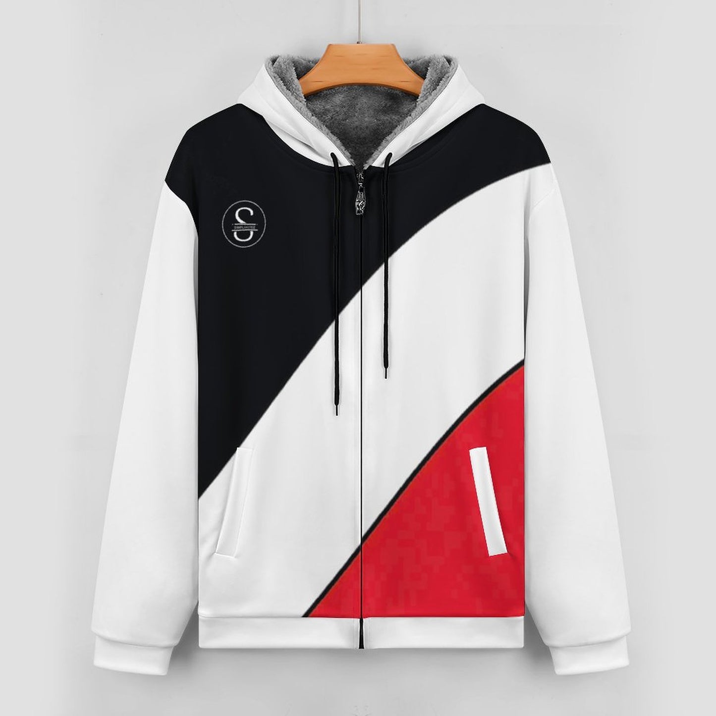 Double layer zippered shirt Men's Double Layer Fleece Zippered Hoodie