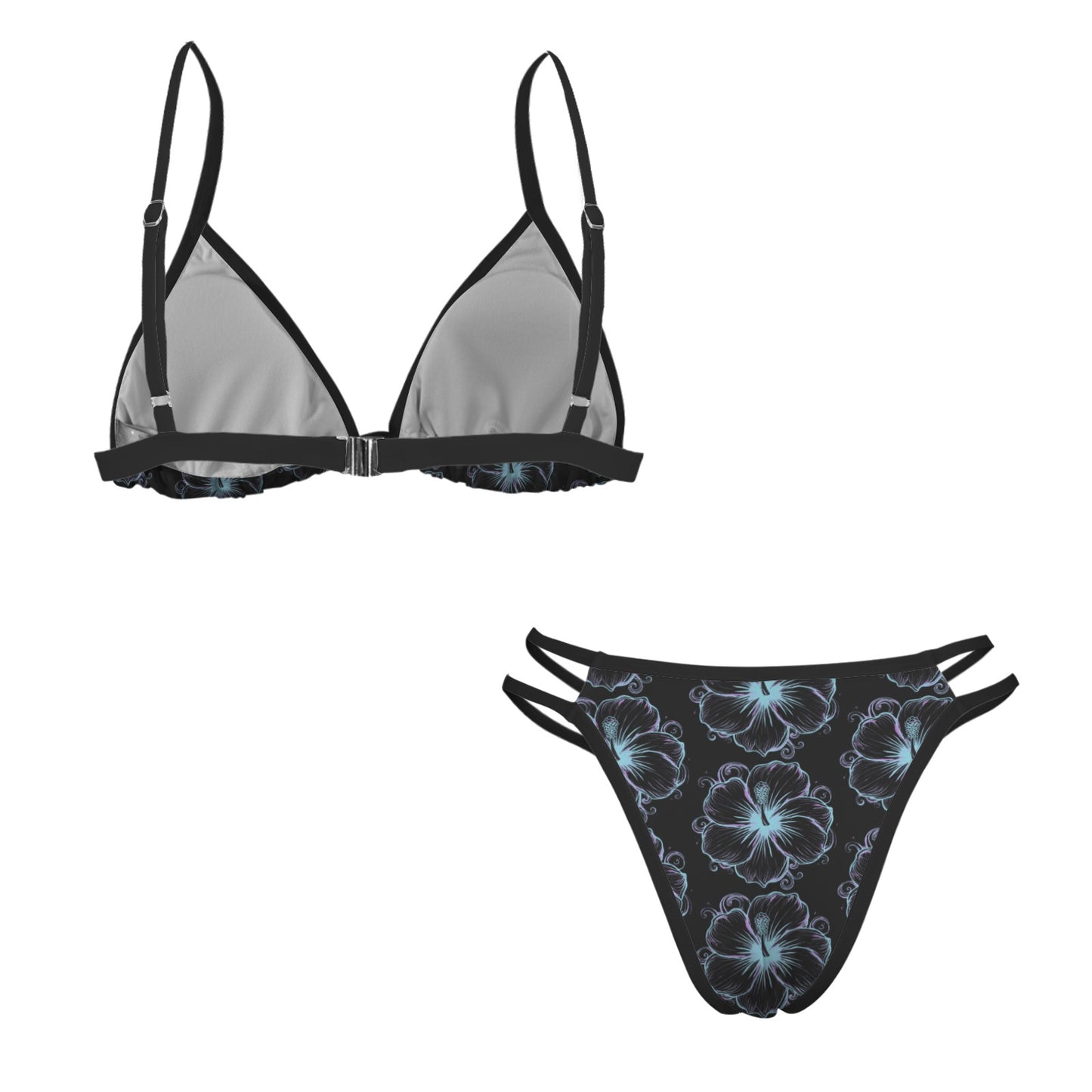 flower Bikini Top & Low Rise String Thong Set