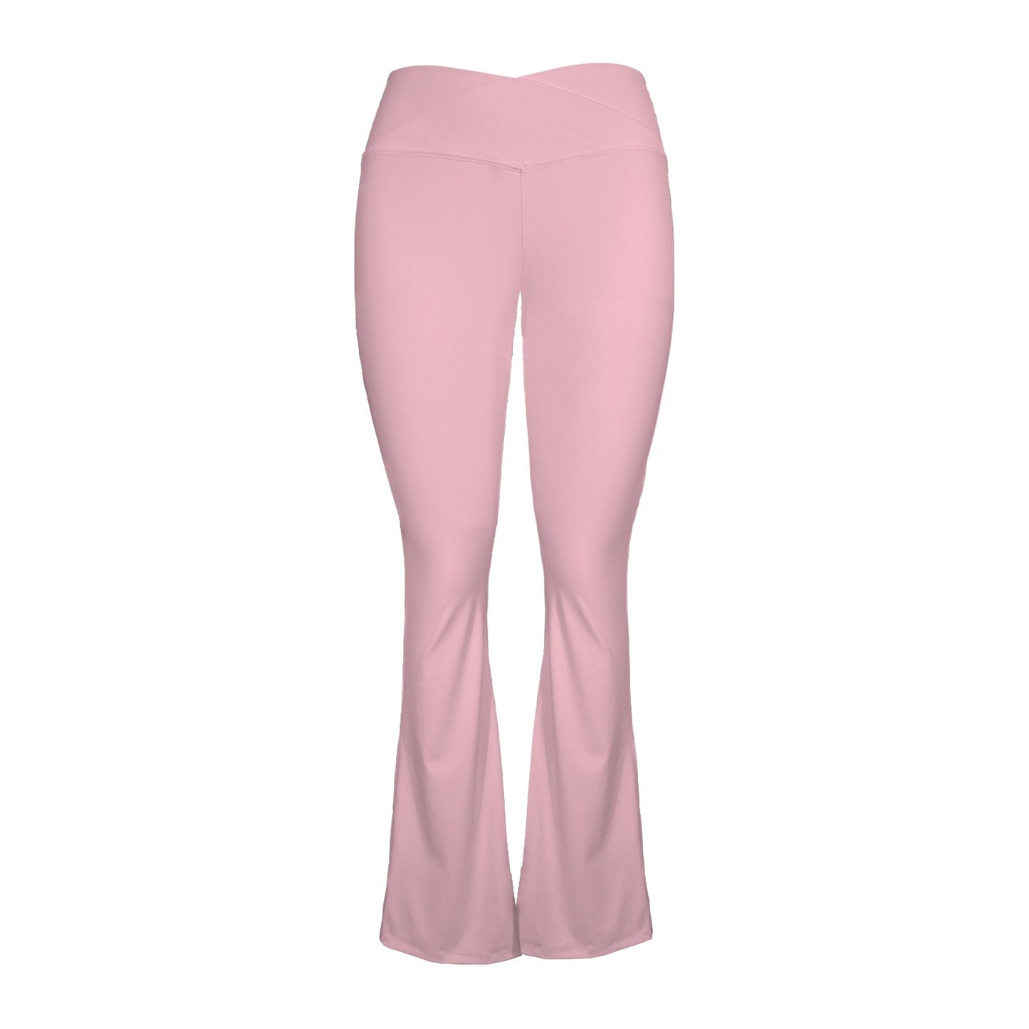 pink  248081404.jpg High Waist Crossover Tummy Control Flare Leggings