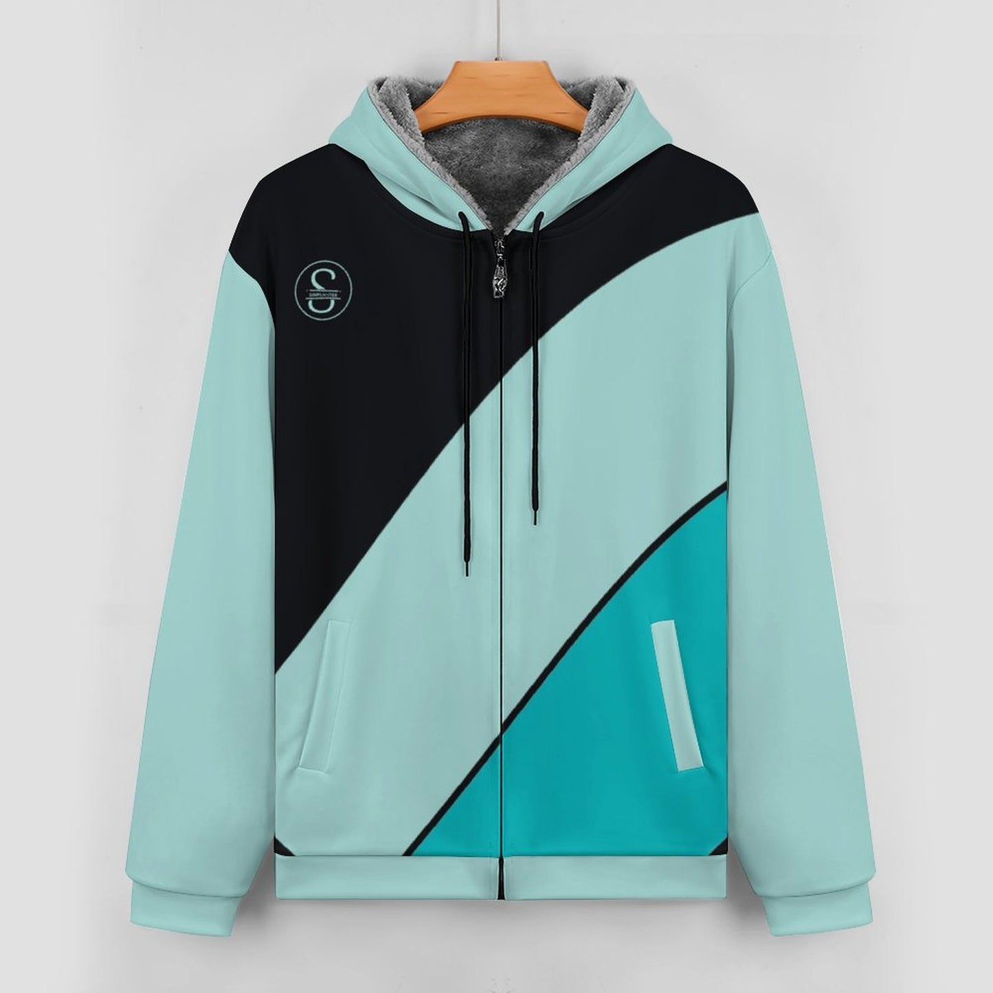 Double layer zippered shirt Men's Double Layer Fleece Zippered Hoodie