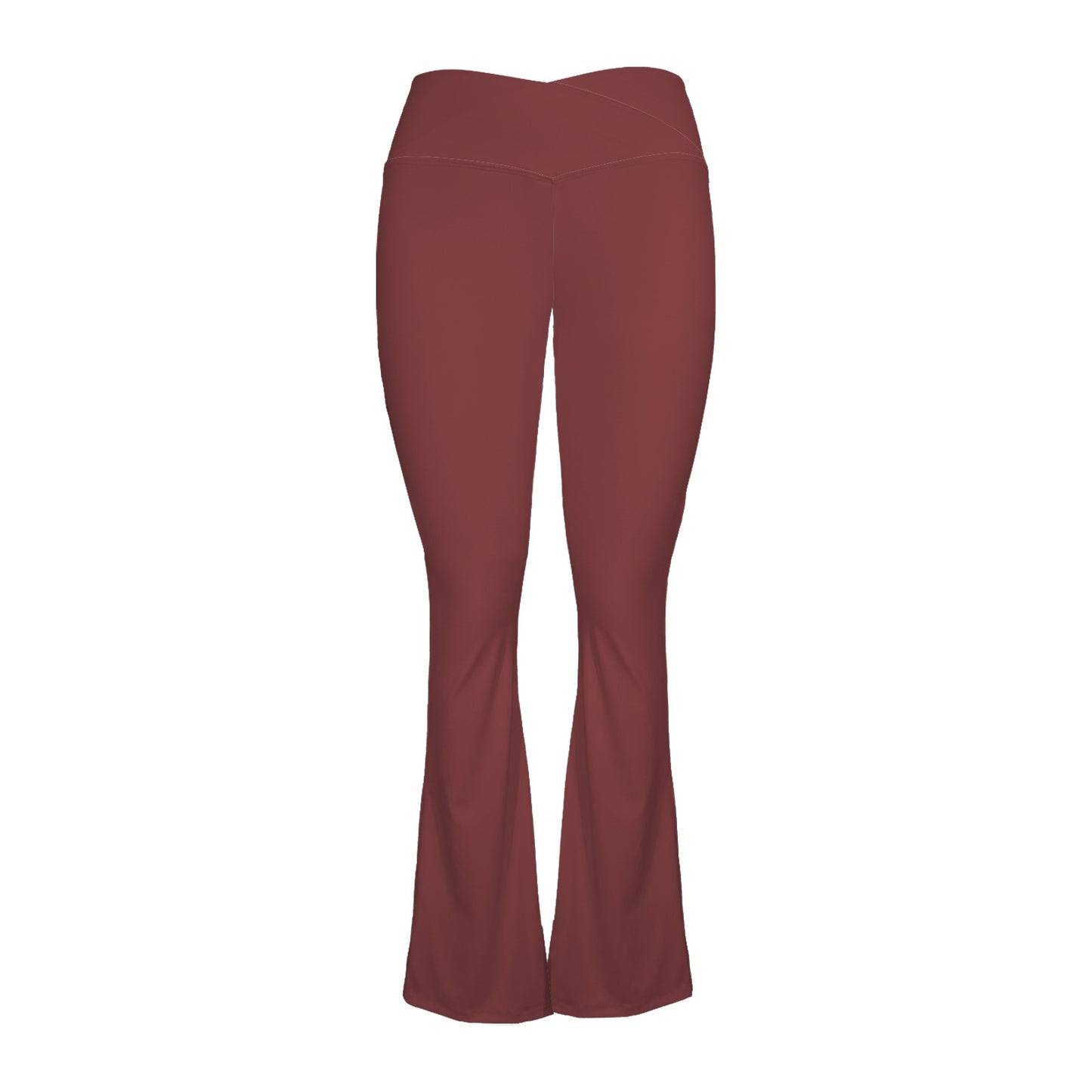 maroon  cross leggings High Waist Crossover Tummy Control Flare Leggings