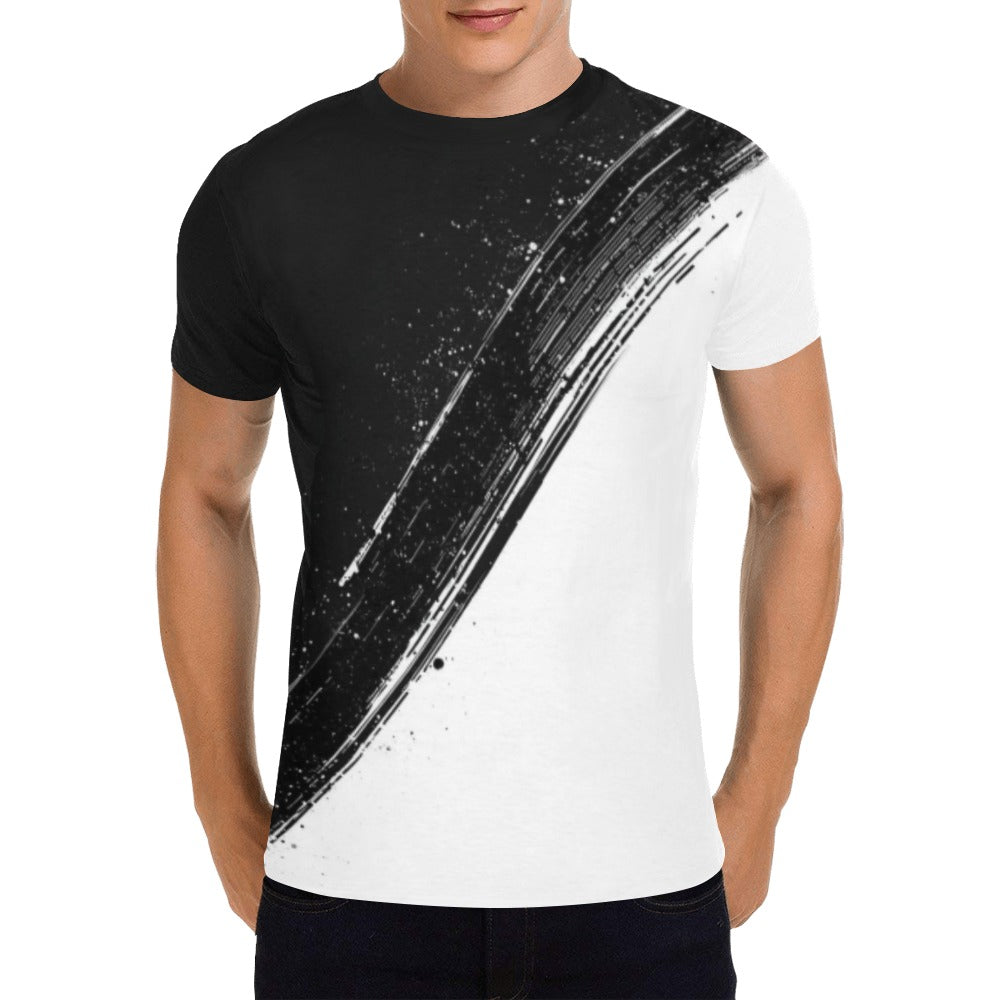 black white split tee All Over Print T-Shirt for Men (USA Size) (Model T40)