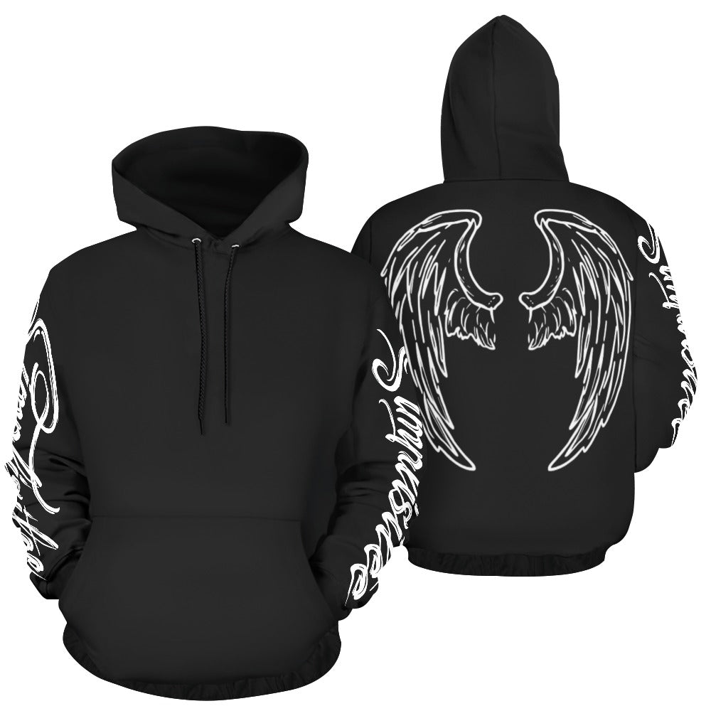 angel wings black hoodie All Over Print Hoodie for Men (USA Size) (Model H13)