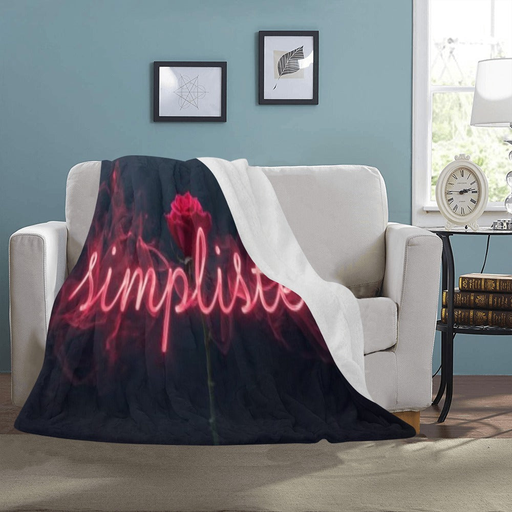 rose with neon smoke  that says simplisitee (1) Ultra-Soft Micro Fleece Blanket 50"x60"